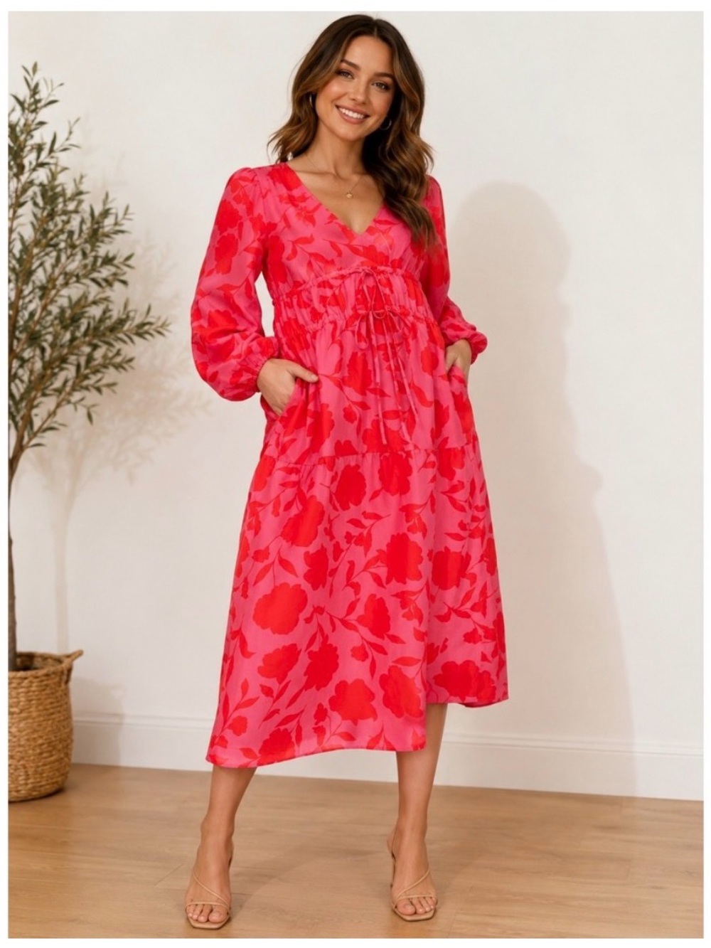 Kate Spade x Target Bright Pink Floral Midi Dress